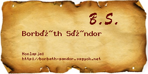 Borbáth Sándor névjegykártya